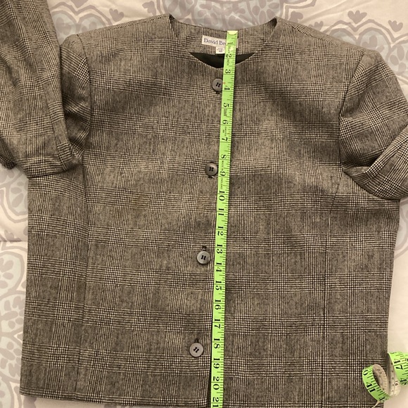 WOMEN’s VINTAGE DAVID BROOKS, SKIRT & JACKET, 2 PIECE SUIT, BLACK & WHITE PLAID - Picture 8 of 11